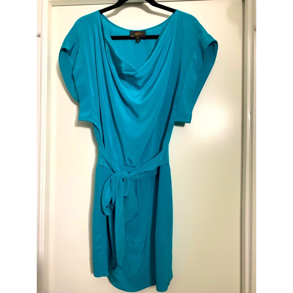 Silk, turquoise mini dress size small